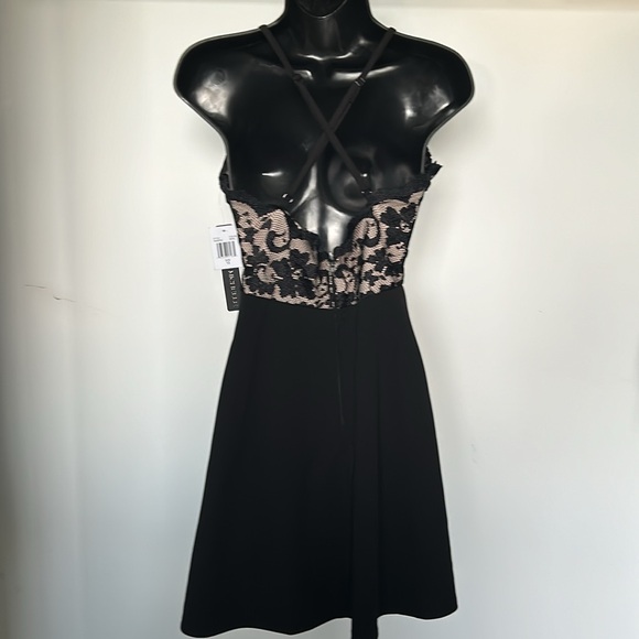 MY MICHELLE Two Tone Lace Skater Dress Juniors size 15 Women’s XL Black Nude - Picture 2 of 13